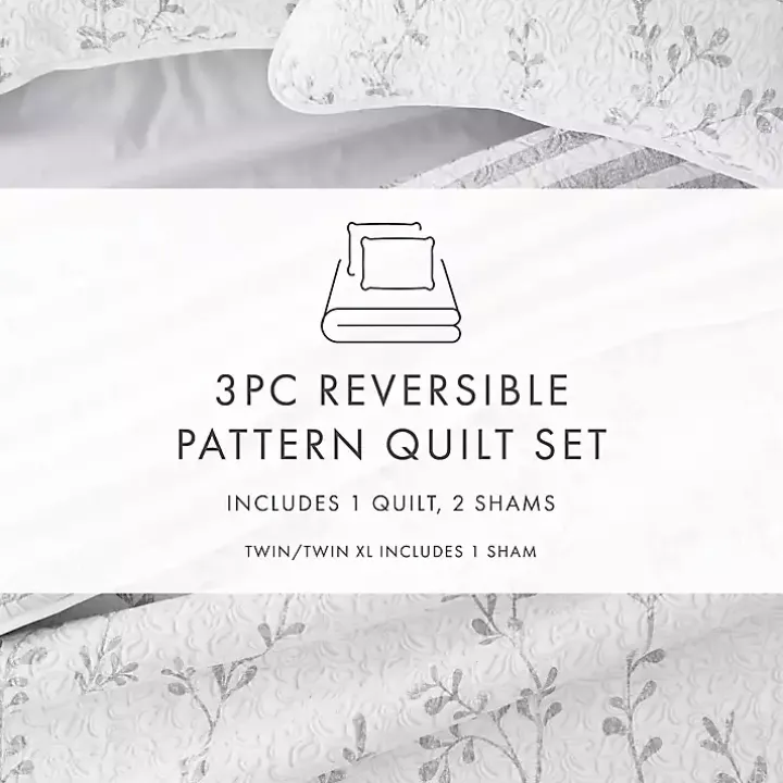 Gray Vines Reversible 2-pc. Twin Quilt Set