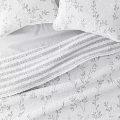 Gray Vines Reversible 3-pc. Queen Quilt Set