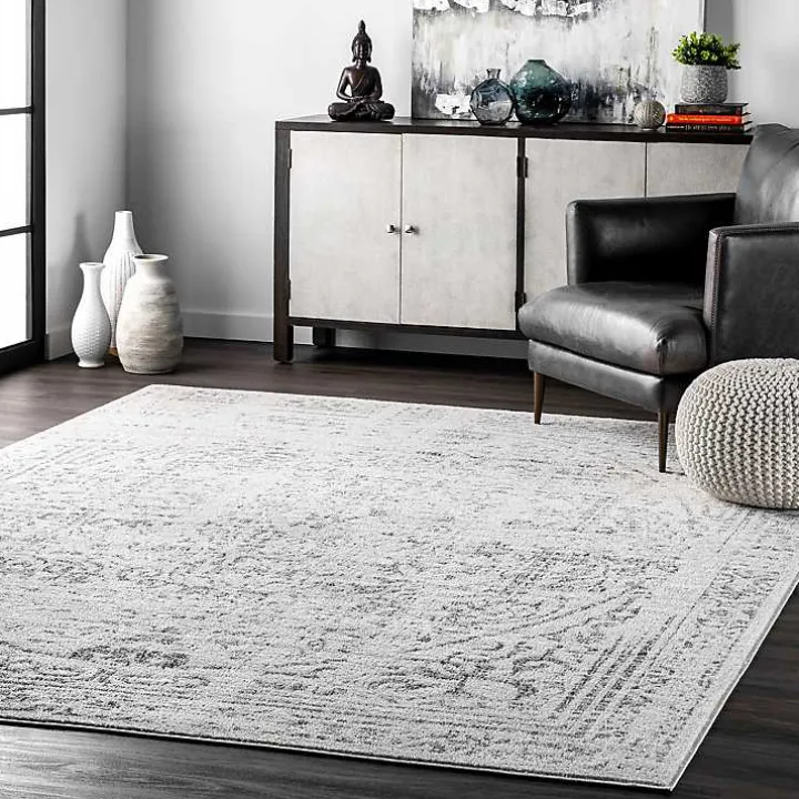 Gray Vintage Distressed Area Rug, 8x12