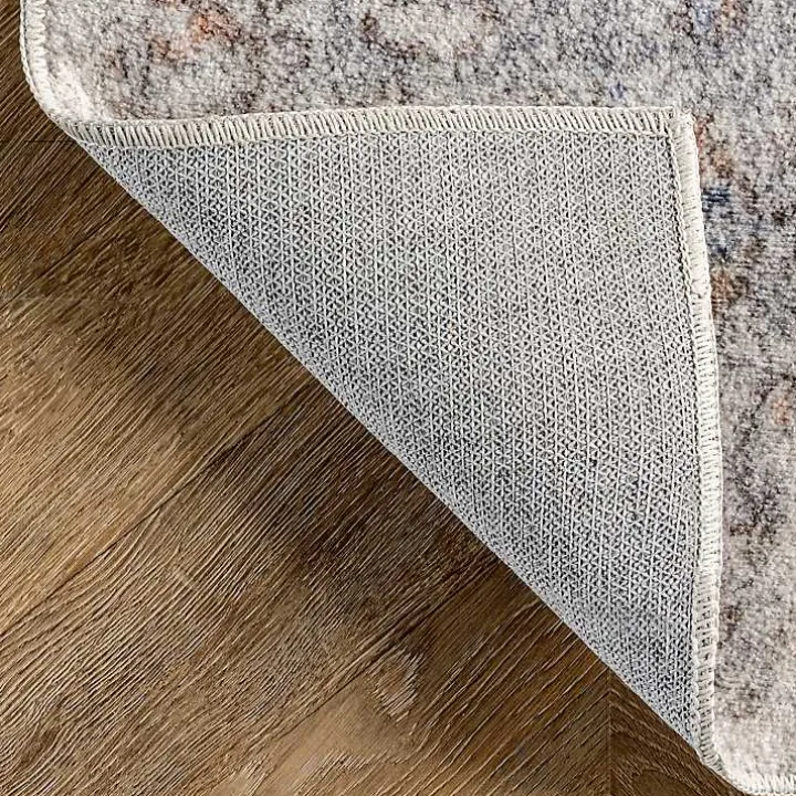 Gray Vintage Floral Washable Area Rug, 8x10