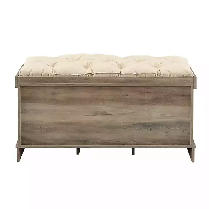 Gray Wash Entryway Bench and Storage Bins