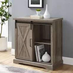 Gray Wash Sliding Barn Door Cabinet