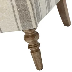 Gray White Carved Slope Stripe Accent Chair