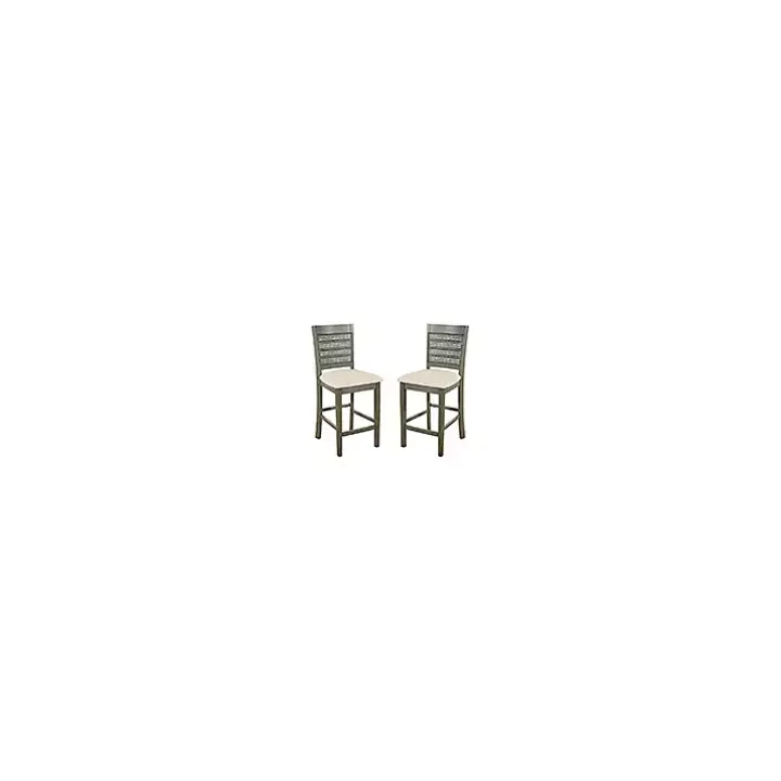 Gray Wilbur Cane Back Counter Stools, Set of 2