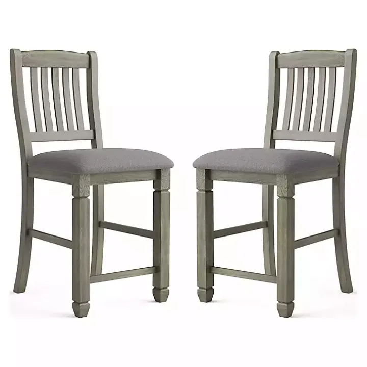 Gray Wire-Brushed Noreste Counter Stools, Set of 2