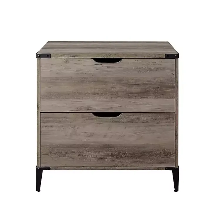 Gray Wood and Iron Accent Filing Cabinet