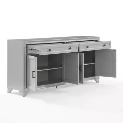 Gray Wood 4-Door Sideboard Cabinet