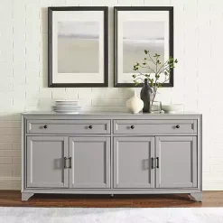 Gray Wood 4-Door Sideboard Cabinet