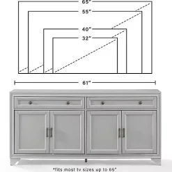 Gray Wood 4-Door Sideboard Cabinet