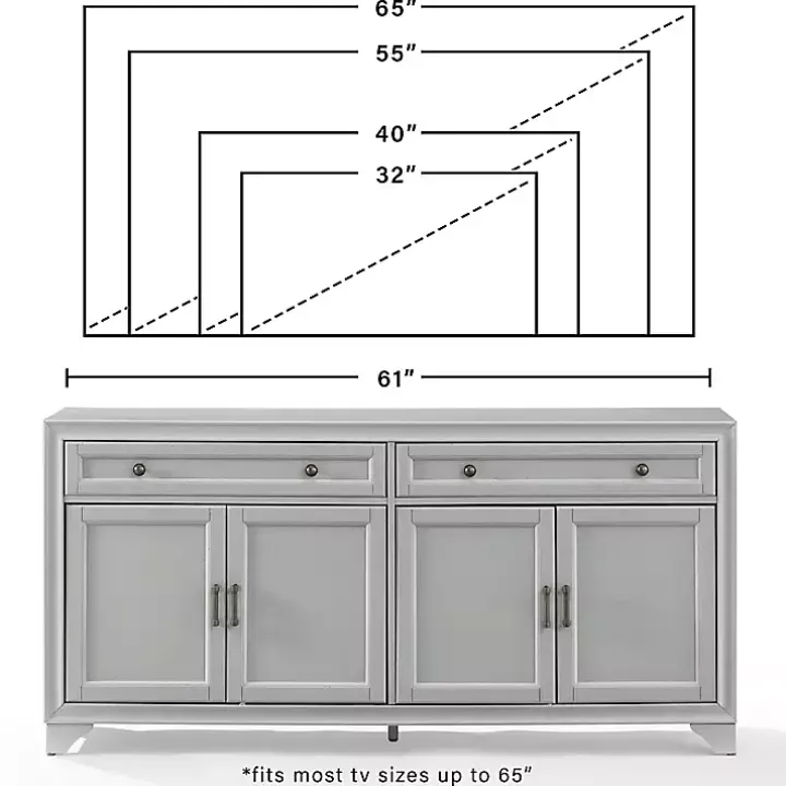 Gray Wood 4-Door Sideboard Cabinet