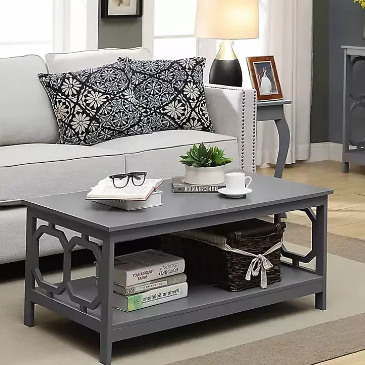 Gray Wood Geometric Sides Coffee Table