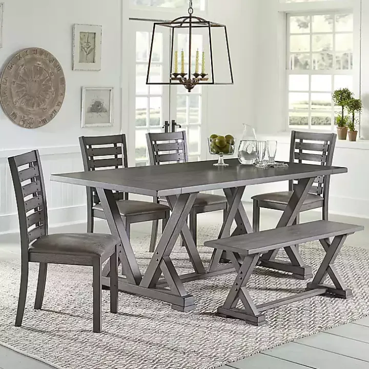Gray Wood Harbor Dining Bench