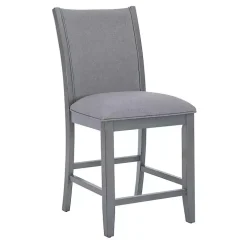 Gray Wood Upholstered Counter Stools, Set of 2
