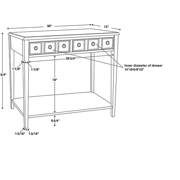Gray Wooden Console Table with Double Drawers