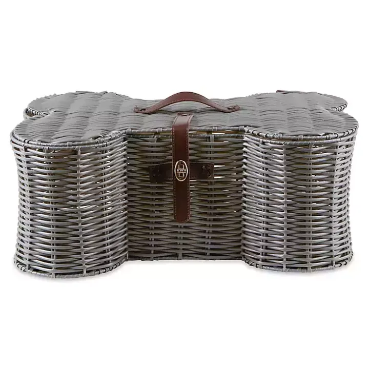 Gray Woven Bone Shaped Basket, 17 in.