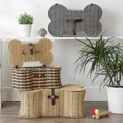 Gray Woven Bone Shaped Basket, 24 in.