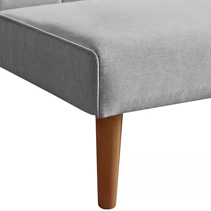 Gray Woven Channel Convertible Sofa