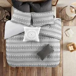 Gray Woven Jacquard California King Comforter Set