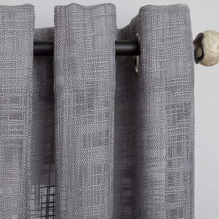 Gray Woven Single Curtain Panel, 84 in.