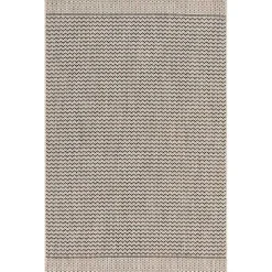 Gray Zig Zag Stripe Outdoor Area Rug, 5x7