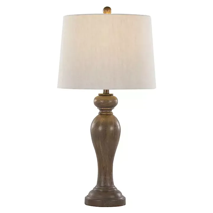 Gray-Brown Spindle Table Lamps, Set of 2