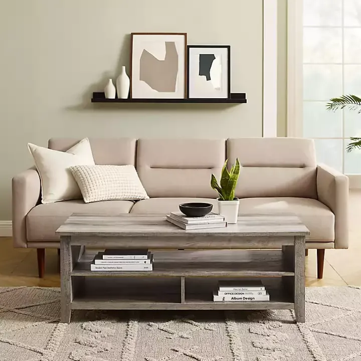 Graywash Grooved Side Panel Coffee Table