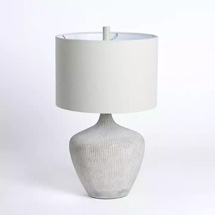 Graywash Ribbed Urn Table Lamp
