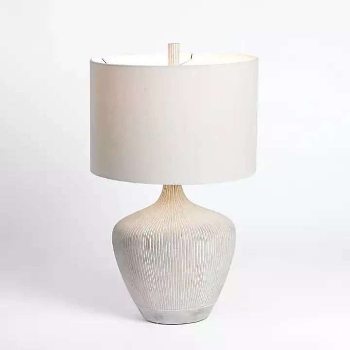 Graywash Ribbed Urn Table Lamp
