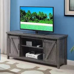 Graywash Russ Barn Door Media Cabinet