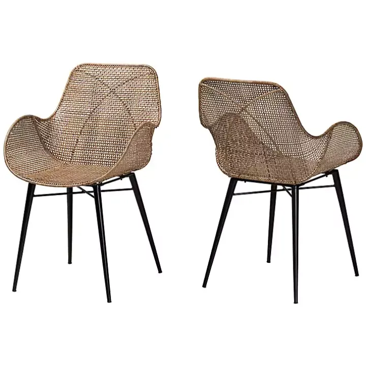 Graywashed Metal Flared Dining Chairs, Set of 2