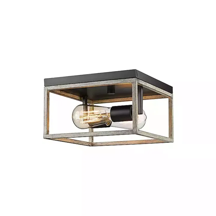 Graywashed Square Flush Mount Light