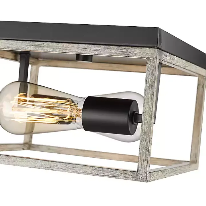 Graywashed Square Flush Mount Light