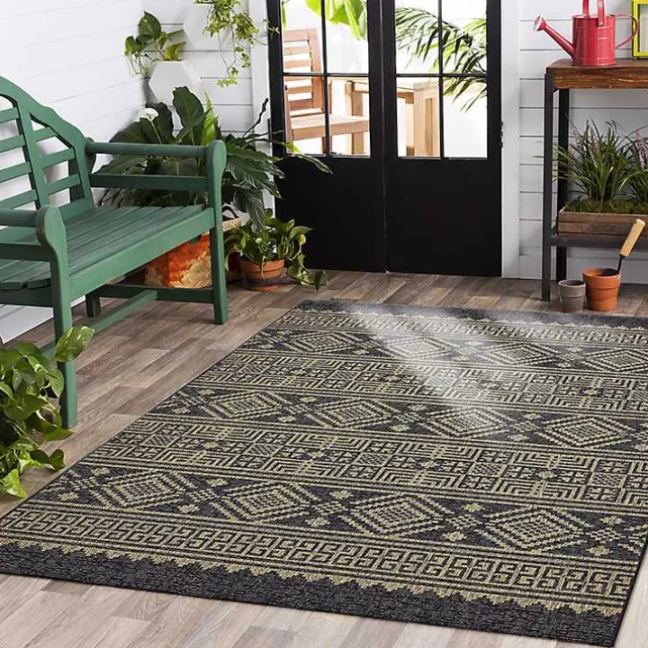 Greek Key Sun Shower Outdoor Area Rug, 5x8