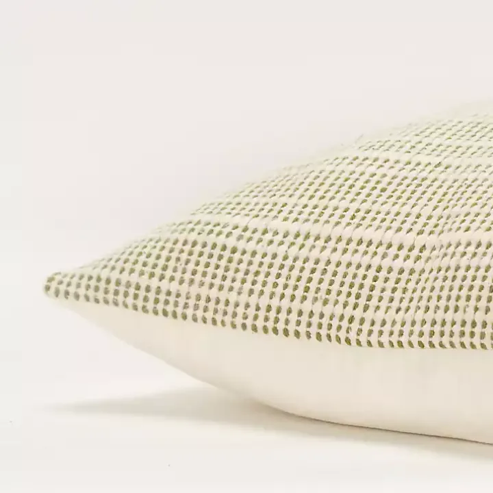 Green and Natural Sea Striped Pillow