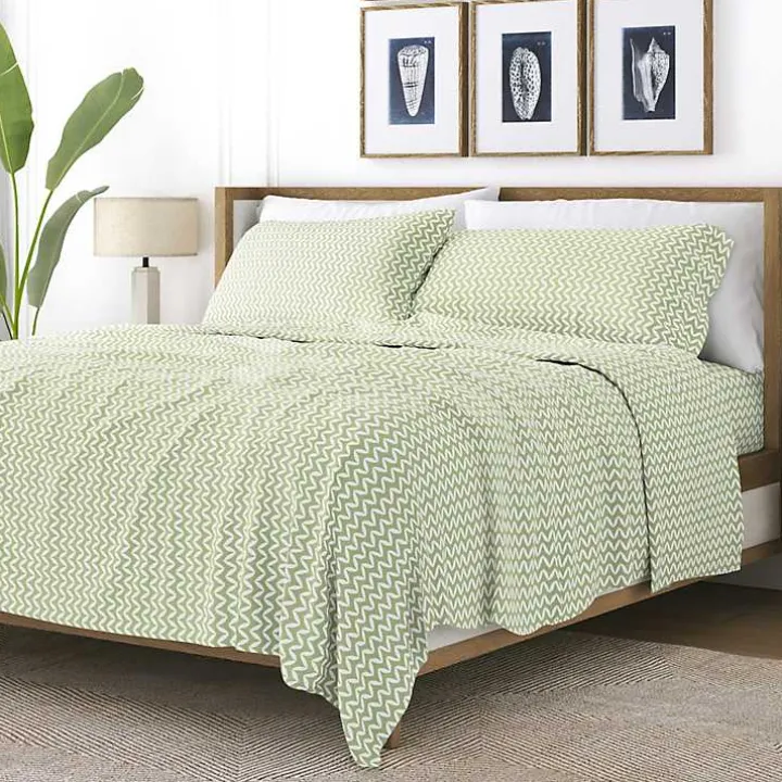 Green and White Chevron 3-pc. Twin Sheet Set