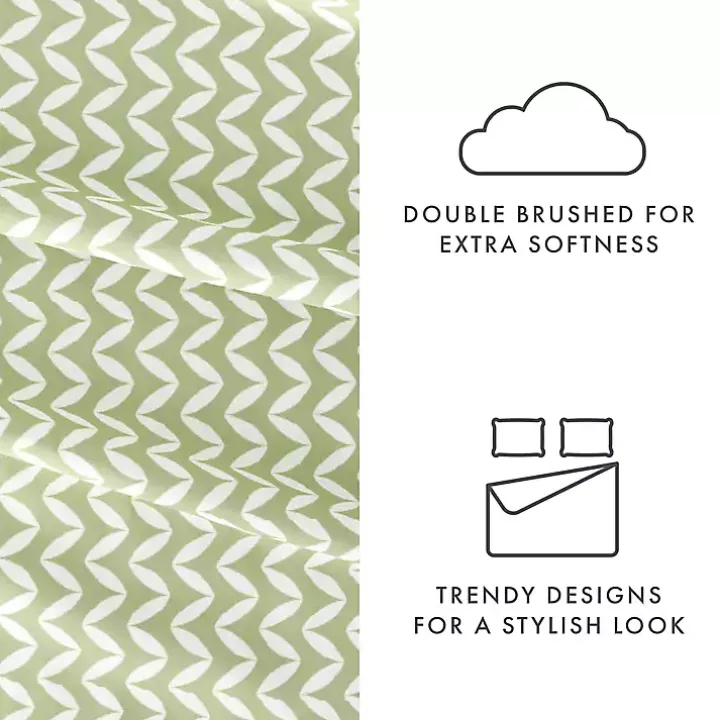 Green and White Chevron 3-pc. Twin Sheet Set