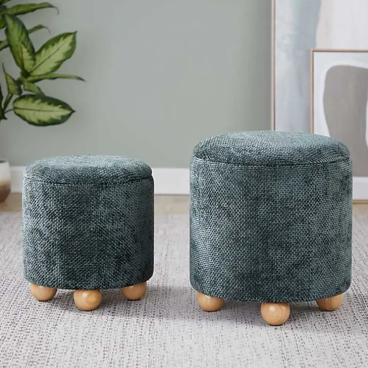 Green Bacci Nesting Ottomans, Set of 2