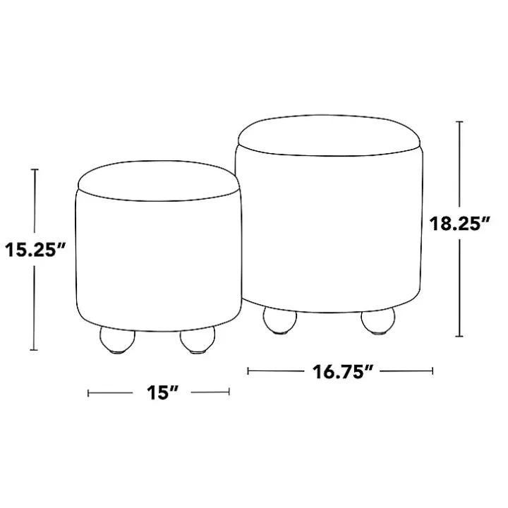 Green Bacci Nesting Ottomans, Set of 2