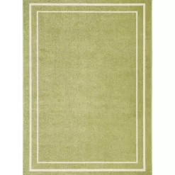 Green Bordered Indoor/Outdoor Area Rug, 5x7