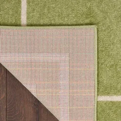 Green Bordered Indoor/Outdoor Area Rug, 5x7