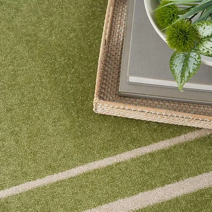 Green Bordered Indoor/Outdoor Area Rug, 6x9
