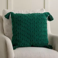 Green Chenille Swiss Dot Pillow, 22 in.
