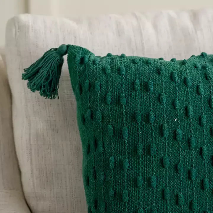 Green Chenille Swiss Dot Pillow, 22 in.