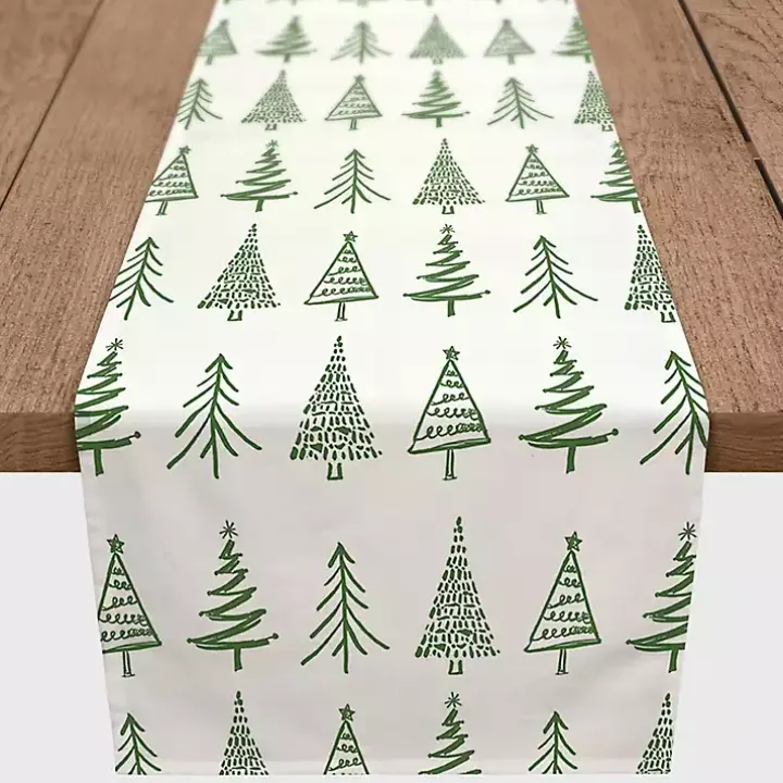 Green Christmas Tree Table Runner