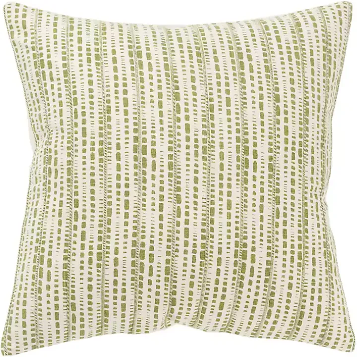 Green Dash Print Throw Pillow