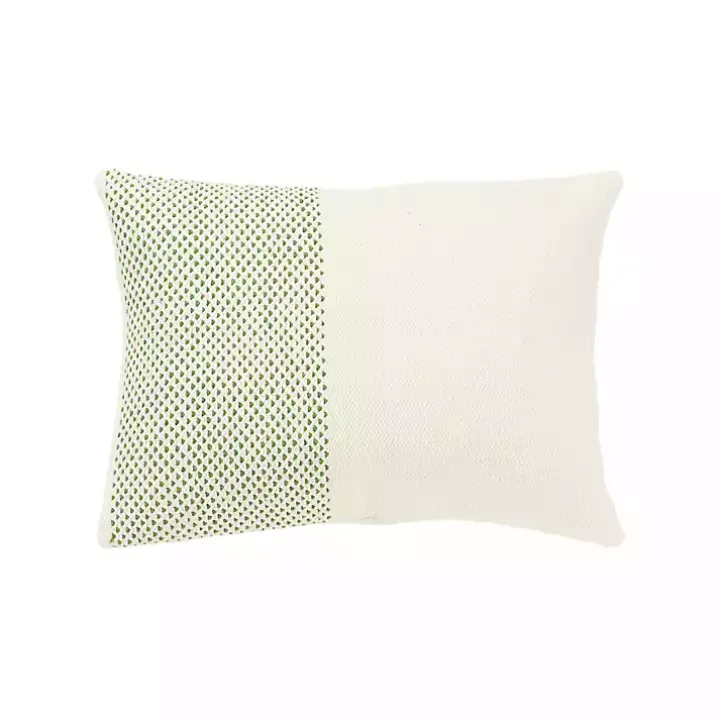 Green Dotted Colorblock Throw Pillow