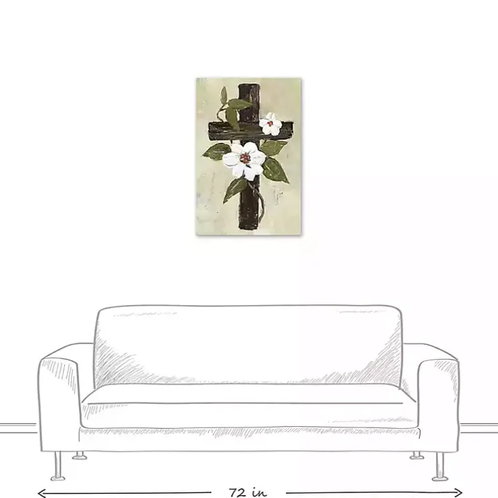 Green Easter Cross Canvas Art Print