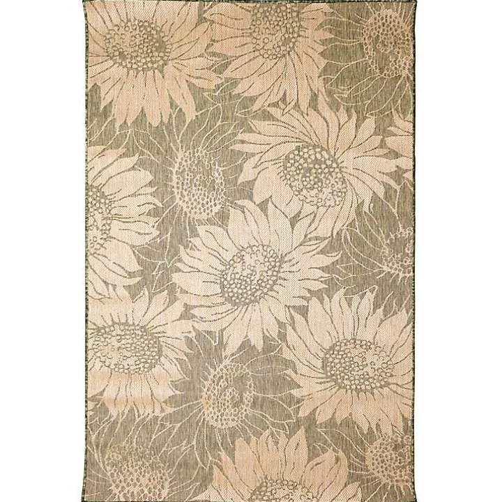Green Floral Blooms Outdoor Area Rug, 4x7