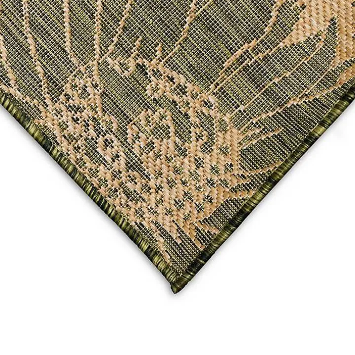 Green Floral Blooms Outdoor Area Rug, 4x7