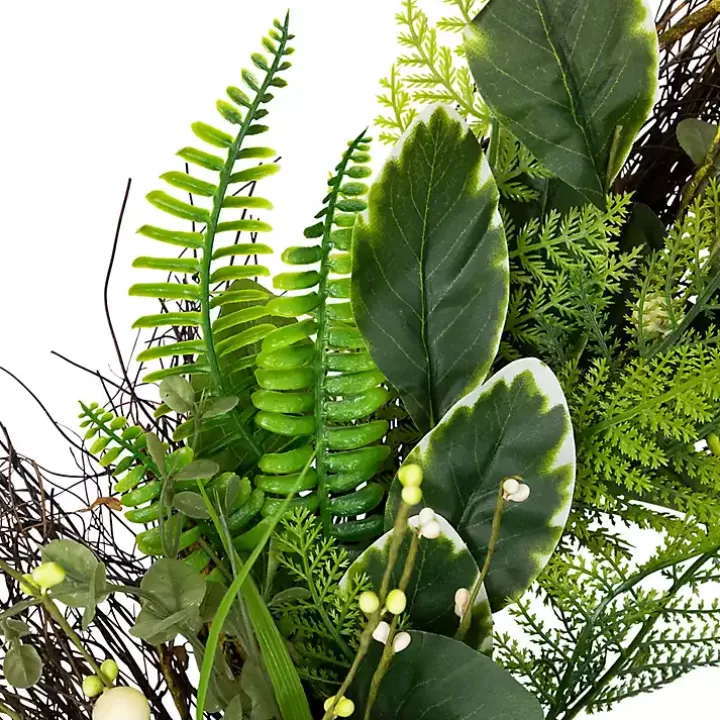 Green Foliage Bird Nest Wreath